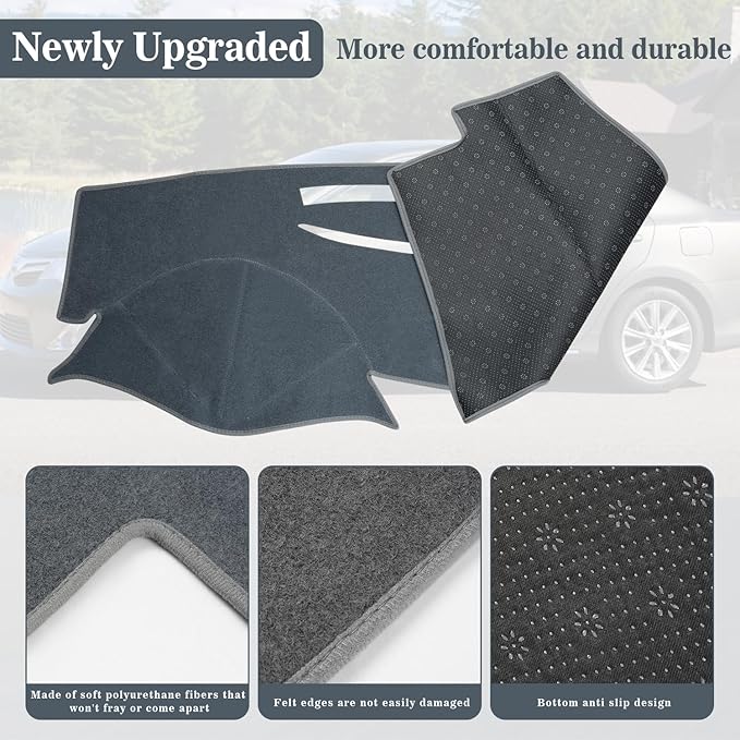 Amiss Dash Mat Dashboard Cover, Fits for Toyota Camry 2007 2008 2009 2010 2011, Anti-Reflective Non-Slip Dashboard Cover Mat Pad Carpet, Car Accessories Interior for Custom Fit Dash Cover (Dark Gray)