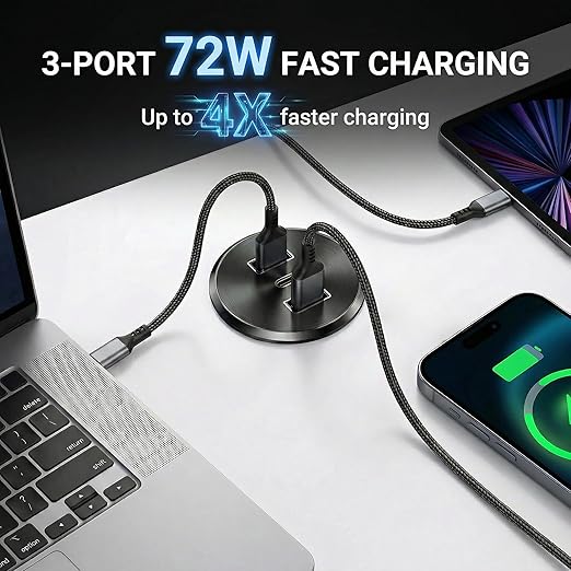 4PCS 72W RV USB Outlet All-Aluminum 12V/24V 3 Charging Ports, GIBBAB 36W PD3.0 Type-C+2 18W QC3.0 Fast Charging Socket, Recessed Mount Car Charger Cigarette Lighter Replacement for Camper Trailer Boat