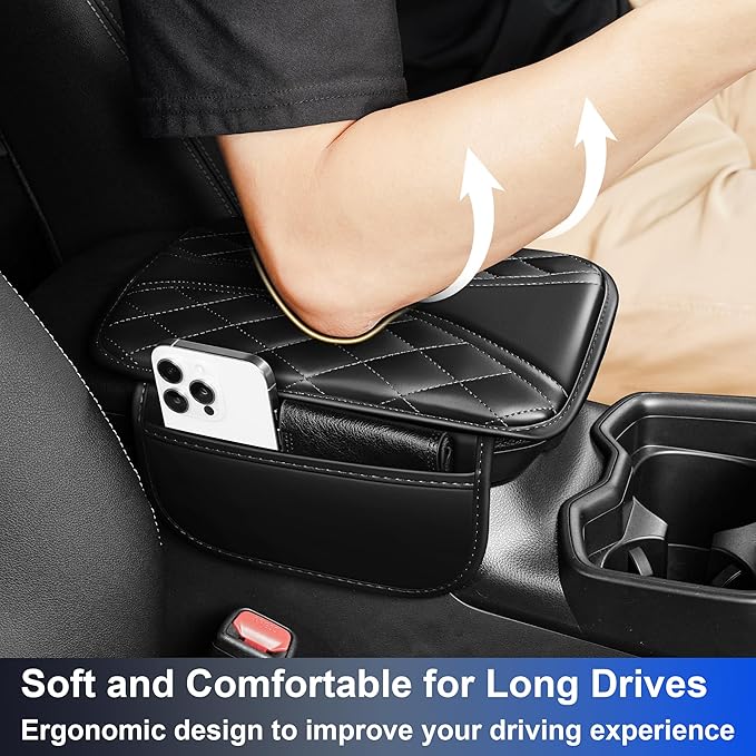 Center Console Cover Fit for Nissan Maxima 1992-2023 Leather Armrest Covers Armrest Cover for Car(Black)