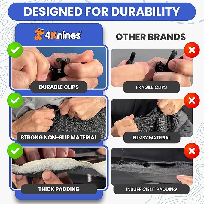 4Knines Split Cargo Liner for SUV – for Dogs & Pets, Heavy-Duty, Waterproof Trunk Mat & Cargo Cover – Fits 60/40 Split Bench & Armrest Pass-Through – Machine Washable, Non-Slip (Extra Large, Black)