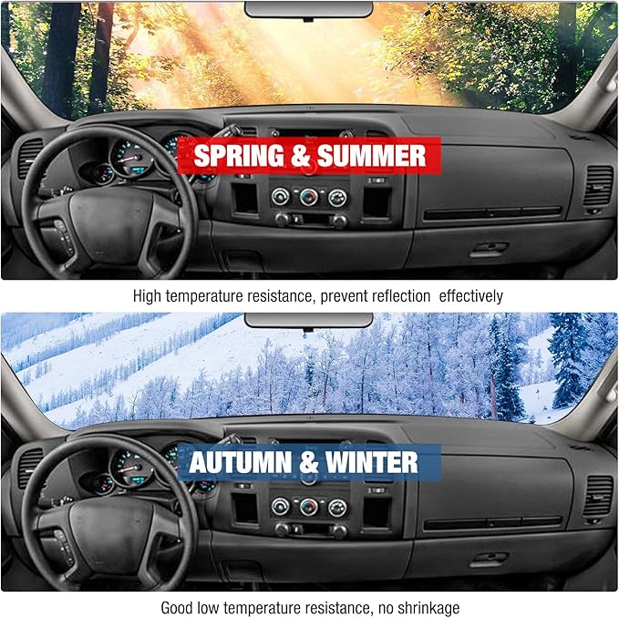 Dashboard Dash Cover Mat Carpet Compatible with 07-14 Chevy Tahoe Suburban Denali Avalanche GMC Yukon/XL,07-13 Chevy Silverado GMC Sierra Without Dash Speaker and Only One Glove Box(Grey)