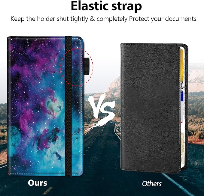 Mxfdegf Car Registration and Insurance Holder, Leather Car Glove Box Organizer, Cool Car Accessories for ID, Driver's License Cards & Essential Document, business cards, Men&Women,Shining Starry Sky