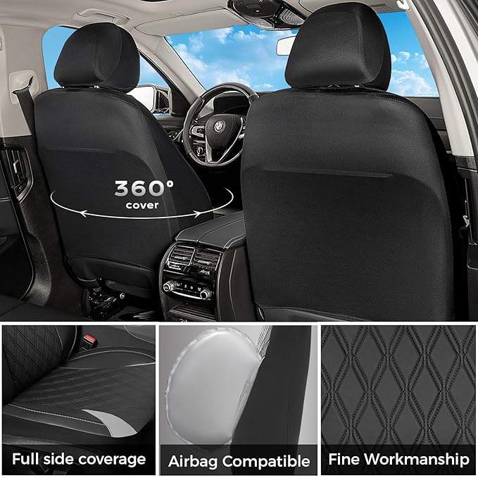 FLORICH Seat Covers, Car Seat Covers Full Set, Waterproof Leather Car Seat Protector, Front and Rear Seat Covers for Cars, Automotive Seat Covers Universal Fit for Most Cars SUV Truck