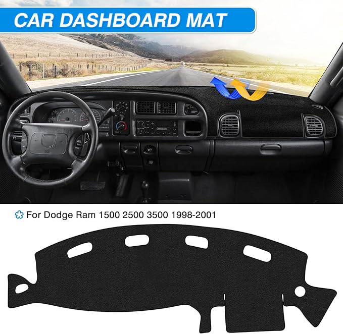 Cartist Dash Cover for Dodge Ram 1500 2500 3500 1998-2001 Dashboard Cover Mat Non-Slip Pad Carpet Sunshield Protector