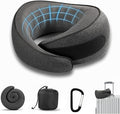 SZXYX Travel Pillows for Airplanes, 100% Pure Memory Foam Neck Pillow for Airplanes, Comfortable Breathable Cover, 360° Support Stowable Pillows for Sleeping, Car, Airport Travel Essentials Black L