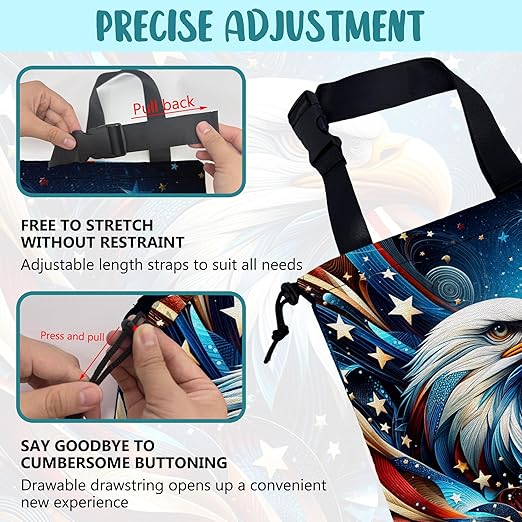 KXWQTRDD Car Garbage Bag American Flag and Bald Eagle Drawstring Car Trash Bag Hanging for Back Seat with Adjustable Buckle Canvas Vehicle Trash Can Easy-to-Install