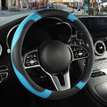 Binsheo Microfiber Leather Steering Wheel Cover Large Size for Ford F150 F250 F350 F450 RAM 4Runner Tacoma Tundra Sequoia Model S Model X, Breathable, Anti Slip, 15.5 inch to 16 inch, Black with Blue