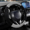 SEG Direct Car Steering Wheel Cover for Prius Civic Model 3 Model Y Camaro, Small Size 14-14.25 inch, Warm Plush, Summer Winter, Black and Gray