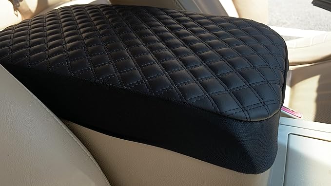 it's us Center Console Armrest Cover for Ford F150 (2015–2024) 40/20/40 Jump Seat, Fits F250 F350 F450 2017–2025, Waterproof Synthetic Leather Console Lid Protector, Black