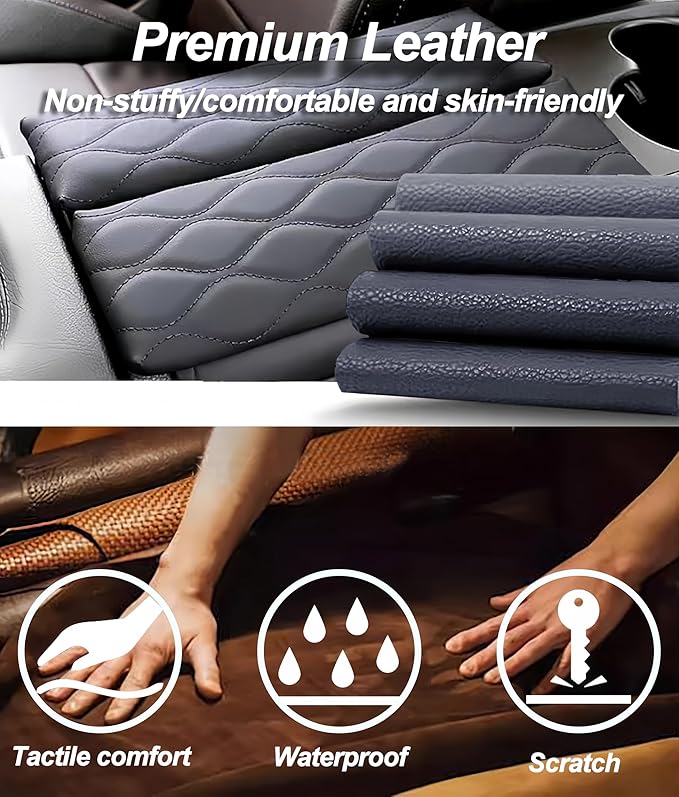 Egreat Center Console Armrest Cover for Mercedes Benz S-Class S500 S580 2021-2025, Leather Armrest Console Cover with Side Storage Pockets(Black)