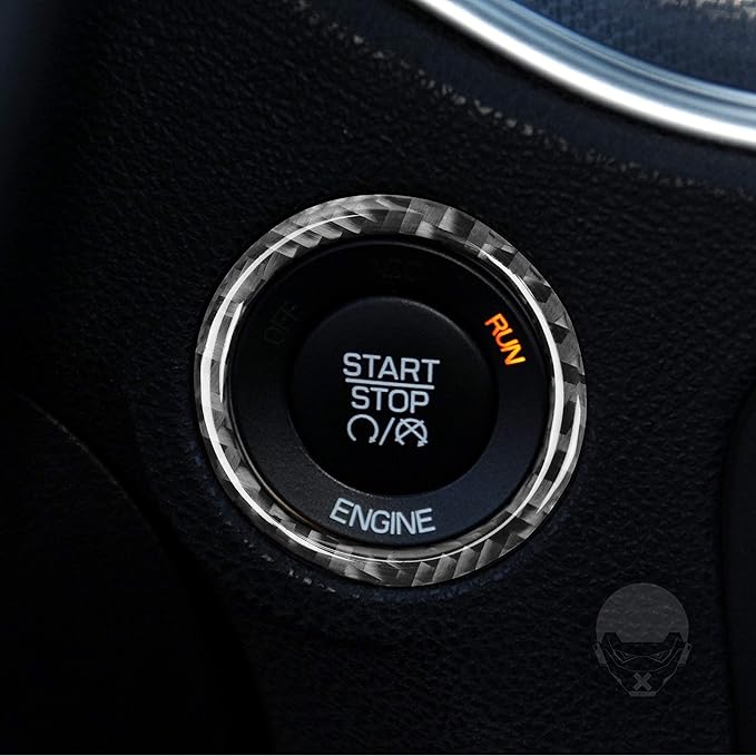 NVCNX Real Premium Carbon Fiber for Chrysler 300 Accessories 2015-2023 2016 2017 2018 2019 2020 2021 2022 S/C/Limited/Touring Car Dash Engine Start Button Ring Cover Interior Trim Sticker Decal 1PC
