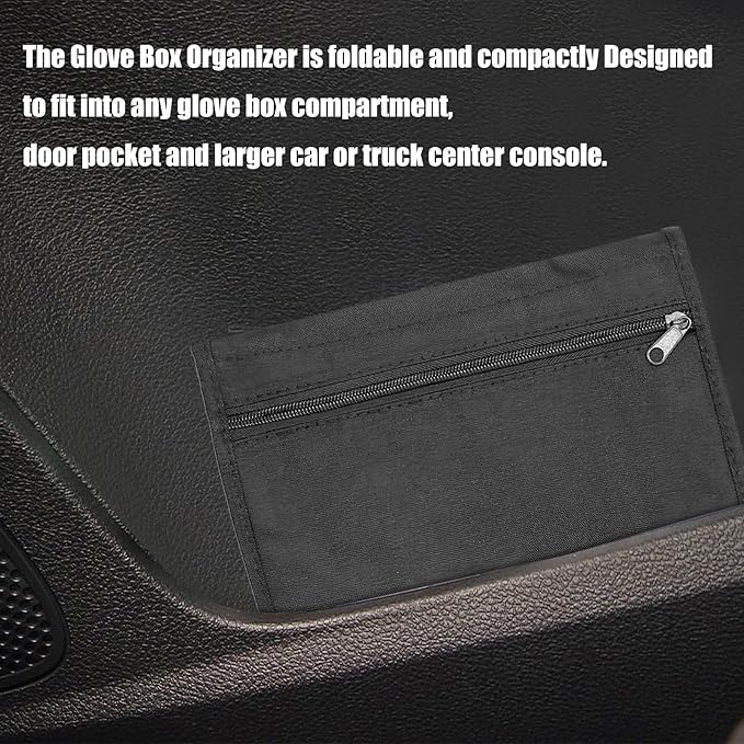 Oxfords Fabric Car Glove Box Organiser with Multiple Compartments for Documents and Essential Auto File Folder Car Glove Box Zippers