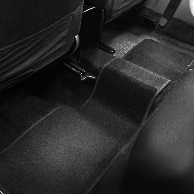 FH Group Automotive Floor Mats Black Carpet Floor Mat for Mini Van and Cars, Universal Fit, All Purpose Car Floor Mats, Carpet Protector Mat for Most Sedan, SUV, Truck Floor Mats, Rear Set