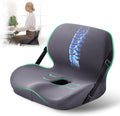 EGOHOME L-Shaped Seat Cushion for Office Chair & Car, Memory Foam Coccyx Cushion with Lumbar Support - Relieves Tailbone, Sciatica, Lower Back Pain, Adjustable Strap & Non-Slip Bottom, Grey