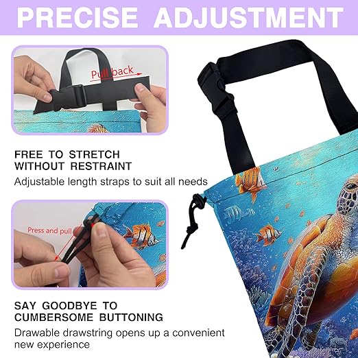 UUCBTAH Car Trash Bag Sea Turtles Car Garbage Bag Waterproof Car Trash Can for Back Seat with Adjustable Straps and Drawstring, Foldable Car Trash Bin for Car Accessories Vehicle Travelling Camping