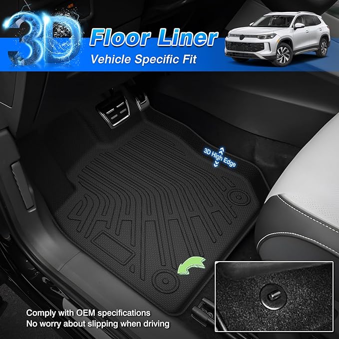 Cartist Floor Mats & Cargo Liner Fit for Volkswagen Tiguan 2025 Accessories All Weather Cargo Liners Carpet Protection