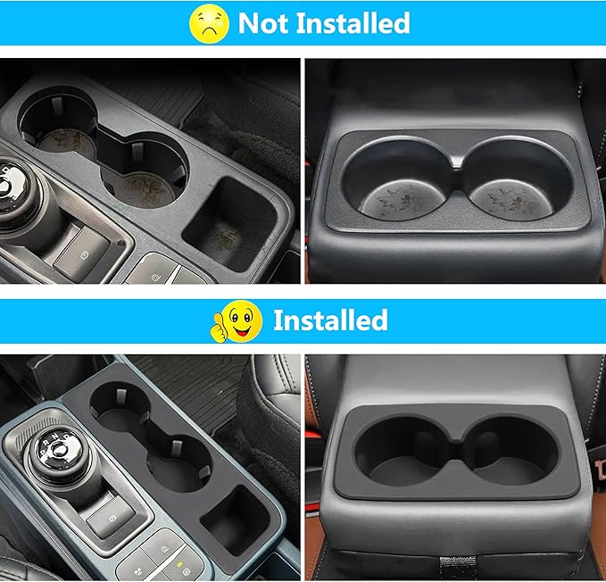 2PCS Cup Holder Inserts for Ford Maverick 2025 2024-2022 Center Console Cup Holder Front Console & Rear Armrest Silicone Drink Holder Organizer Waterproof Non-Slip for Maverick Hybrid XLT