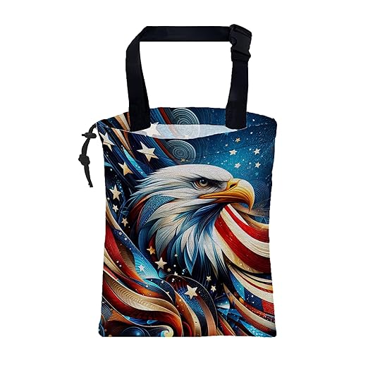 KXWQTRDD Car Garbage Bag American Flag and Bald Eagle Drawstring Car Trash Bag Hanging for Back Seat with Adjustable Buckle Canvas Vehicle Trash Can Easy-to-Install