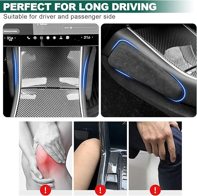 2PCS Automotive Center Consoles Suede Knee Cushion Car Knee Cushion Armrest Support Car Pillow Auto Knee Leg Elbow Cushion Pads Soft Arm Pad Interior Pad Accessories for Car Truck (Grey)