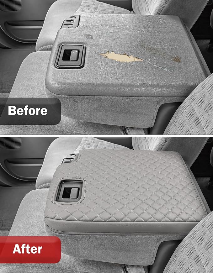 KBH Center Console Armrest Cover for Ford F250 F350 F450 Super Duty 1999-2001 Jump Seat, Arm Rest Cushion Pad Protector, Anti-Scratch, Gray
