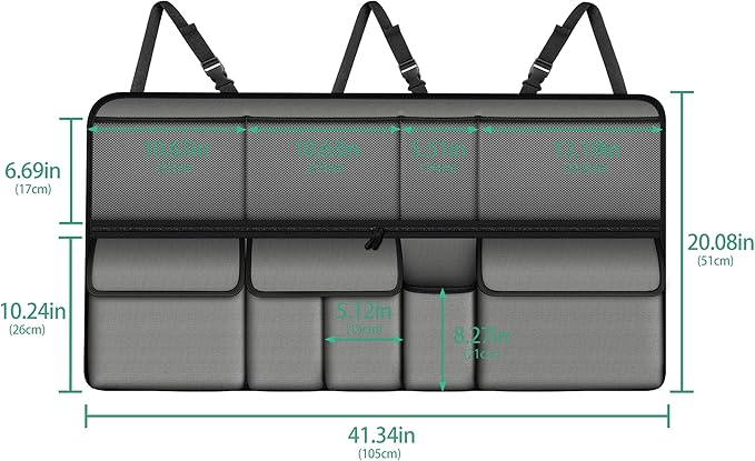 NUWQICD Hanging Car Trunk Organizer Fit For Ford Explorer Foldable Large Capacity 41.3x20 inch Backseat Trunk Organizers Storage, Car Accessories Interior, with Multi Pockets Grey