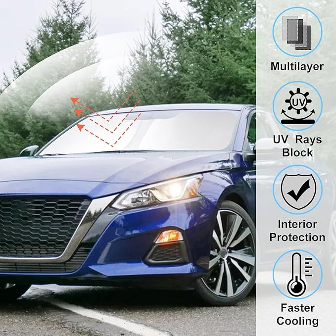 Windshield Sun Shade Fit for Nissan Altima 2019 2020 2021 2022 2023 2024 2025 Accessories Front Window Sunshade Protect Car from Sun Rays