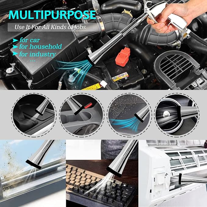 Car Cleaning Gun High Pressure Car Cleaning Tool Air Blow Gun Car Detailing Kit Interior Cleaner Air Duster Blower Gun Pneumatic Air Compressor Auto Detailing Tool for Car Upholstery (Black)