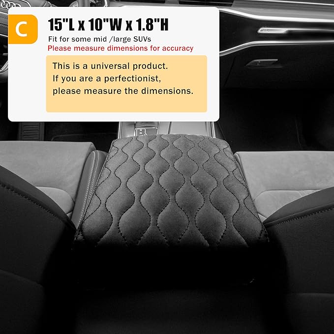 POKSRI Car Center Console Cover/pad PU Leather,Universal Armrest mat, Adjust Driving Posture Cushion,Protector Box,Memory Foam,Relieves Shoulder/arm Fatigue,Boosting Driving Safety