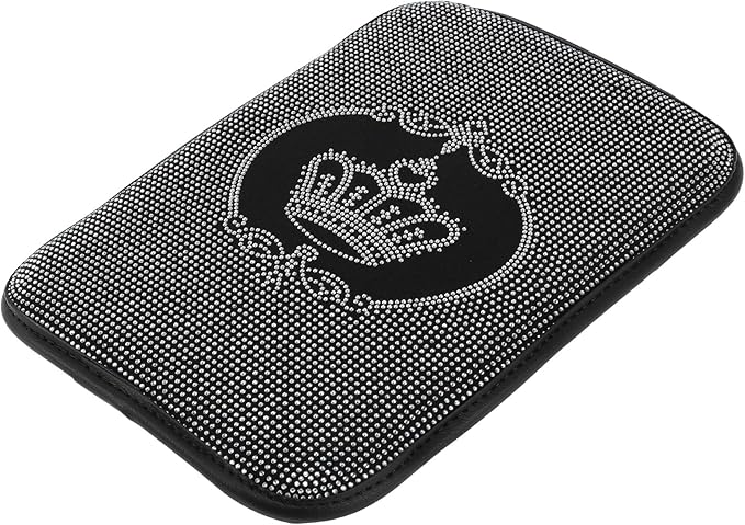 Car Armrest Cushion Pad Non-slip 12.20"x8.66" Suede White,Black Center Console Lid