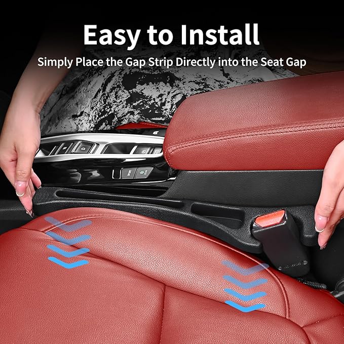 Car Seat Accessories, Car Seat Gap Filler, Car Organizers and Storage with Phone Holder, Car Interior Accessories Fit Sedan SUV Truck -2PCS Beige