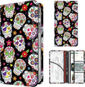 BAUCIWLD Premium Car Registration and Insurance Card Holder, Cute PU Leather Car Document Holder, Vehicle Glove Box Car Organizer with Magnetic Closure for Driver License, Cards Floral Skull