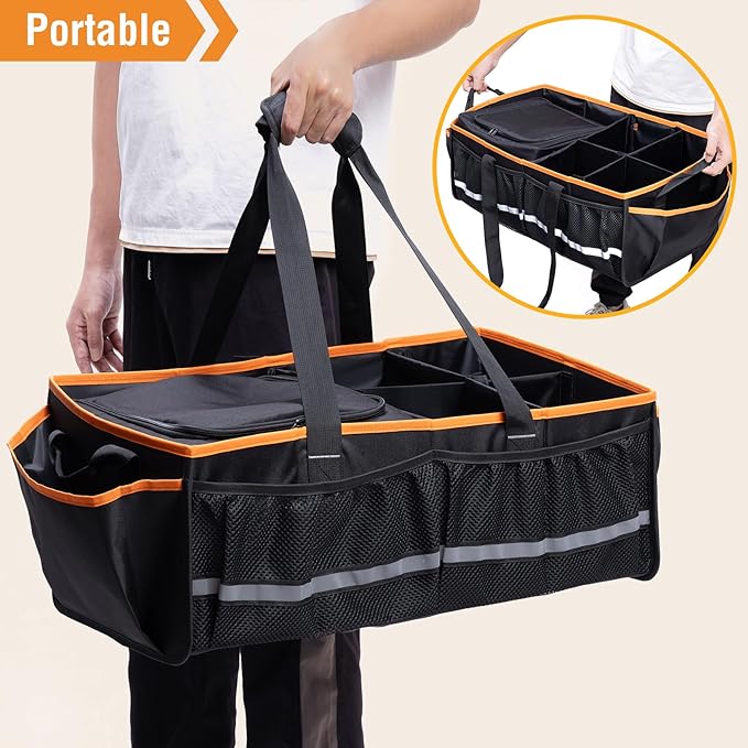 Rifachua Car Front Trunk Organizer with Cooler Bag Compatible with Tesla Model Y Model 3 2020-2026, Foldable Grocery Frunk Storage Bag Collapsible for Car SUV with Multi Compartment