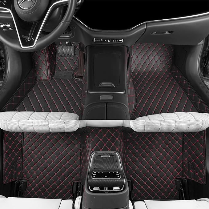 Luxury car Floor mats are for 99% of Vehicle Models,All Weather car Floor mats Provide Comprehensive Protection for Vehicles,Floor mats for car Personalized Customization! (Black red)