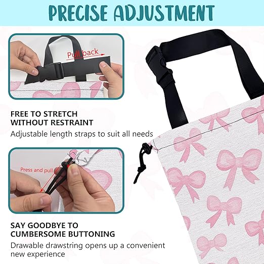KXWQTRDD Car Trash Bag Pink Ribbon Bow Hanging Drawstring Car Organizer and Storage Bag with Adjustable Buckle Canvas Garbage Bin for Back Seat or Hanging Headrest Car Decor Road Trip Essentials