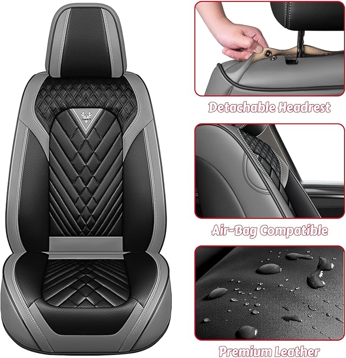 for Kia Sportage Car Seat Covers Full Set, Leather Seat Covers for Car,Lumbar Muscle Pain Healing Function, Waterproof Automobile Seat Protector with Lumbar Support(Ash Black)