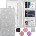 Car Registration and Insurance Holder, Premium Leather Insurance and Registration Holder,vehicle Glove Box Car Organizer, with Magnetic Shut for Cards, Driver License (Glitter Silver)