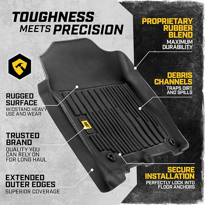 CAT® JustFit™ 3D Custom Fit Floor Mats for Dodge Ram 1500 Crew Cab 2009-2018, Dodge Ram 2500/3500 Crew Cab 2010-2018, Classic 2019-2024 - Heavy Duty Floor-Liner Protection Laser Measured