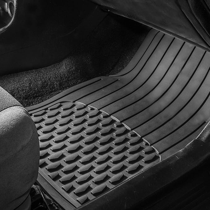 FH Group 4 Piece Liners Trimmable Climaproof™ Vinyl Car Floor Mats- Full Set with Premium Trimmable Vinyl Cargo Liner- Universal Fit for Cars Trucks and SUVs (Gray)