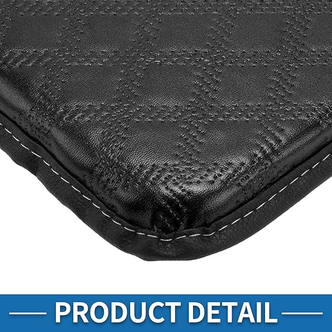 Car Armrest Cushion Pad Non-slip 11.81"x8.27" PU,Breathable Cotton and Linen Black Center Console Lid