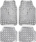 BDK Metallic Chrome Car Floor Mats All Weather Versatile Fit Automotive Floor Mats for Cars SUVs, Floor Mat for Trucks, Car Mats Full Set Front & Rear, Non-Slip Shiny Durable Heavy Duty - Silver