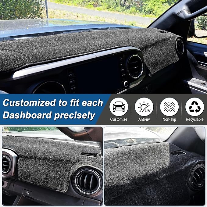 Amiss Dash Mat Dashboard Cover, Fits for Toyota Tacoma 2016-2022 2023, Anti-reflective Non-Slip Dashboard Cover Mat Pad Carpet, Dashboard Decorative, Car Accessories Interior for Custom Fit dash cover