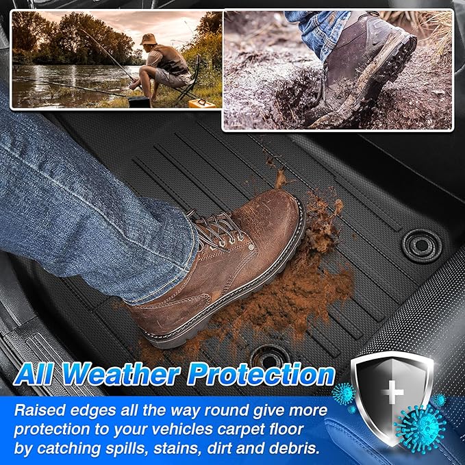 Grand Cherokee Floor Mats - Car Mats for Jeep Grand Cherokee 5-Seater 2022-2025(Include 4xe, Not WK or L), All Weather Floor Mats and Cargo Liner for Grand Cherokee Accessories, Heavy Duty Rubber Mats