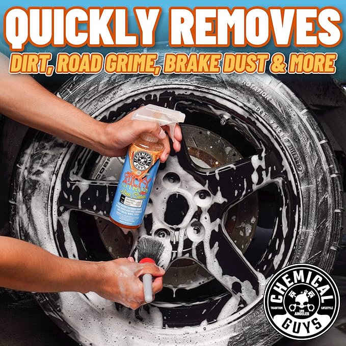 Chemical Guys Wheel Cleaner & Tire Protectant Bundle with (1) 16 oz TVD11316 Tire Kicker Tire Shine and (1) 16 oz CLD10616 Sticky Citrus Gel Wheel Cleaner (2 Items)