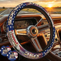 Anniversary American Flag Steering Wheel Cover Anniversary American USA Flag Steering Wheel Cover Car Men Breathable Universal for 14-15 Inch Anti-Slip 2 Pieces Car Coasters