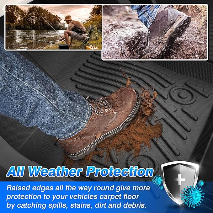 Transit Floor Mats - Car Mats for Ford Transit Connect 2014-2021, All Weather Floor Mat for Transit Accessories, Heavy Duty Rubber Mats, Car Accessories