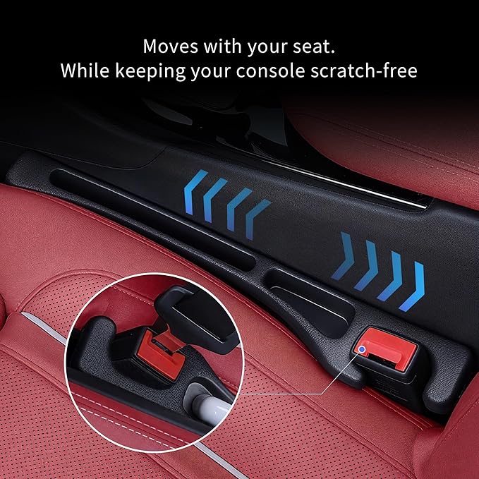 TATATOO Car Seat Gap Filler, Seat Side Gap Filler Organizer with Phone Holder, Universal Fit in Between Car Seat Catcher, Perfect for Car, SUV, Truck (Slotted, Black)