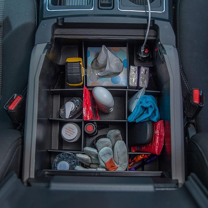 Vehicle OCD - Center Console Organizer for Ford F250/350/450 SuperDuty (2017-2022) and Expedition (2018-2024) (Full Console w/Bucket Seats ONLY) - Made in USA - SLX129
