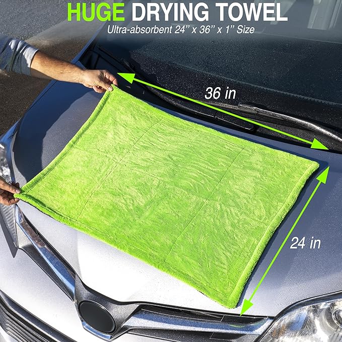 Cilajet Car Care Extreme Oversized Microfiber Car Wash Drying Towel, Paint Safe, Scratch Free, and Lint Free Car Towel, 36"x24"