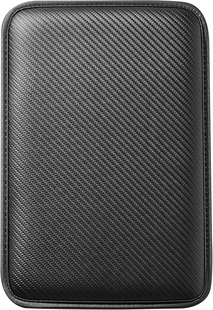 HighnessHwoo Car Armrest Covers, Vehicle Center Console Cover, Middle Storage Pads, Dog & Cat Paws Protetor, Carbon Fiber PU Leather, Waterproof, Anti-Slip, Auto Interior Accessories, Black, Size M