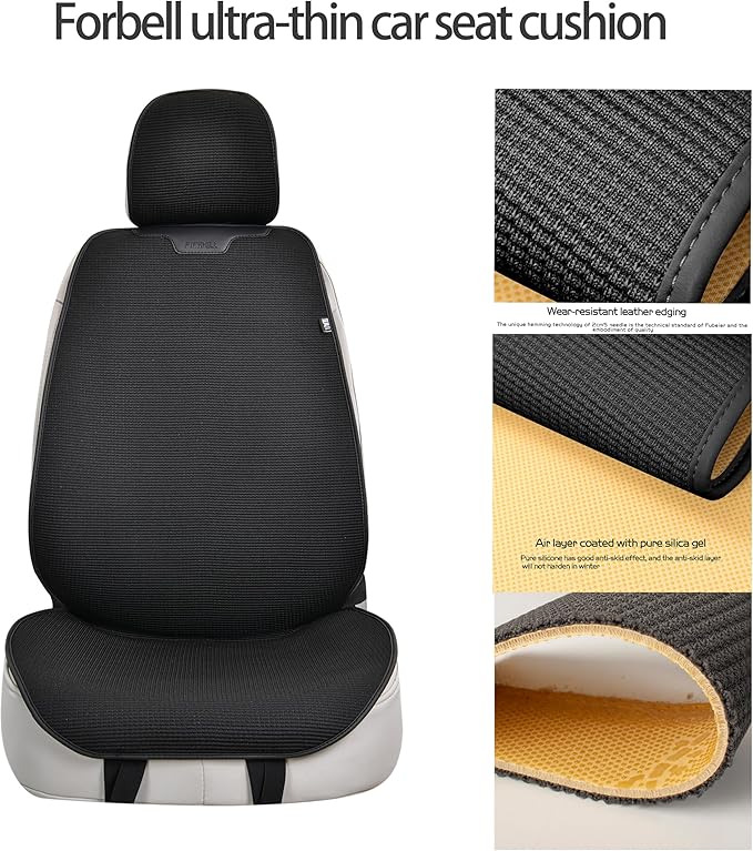 Car Seat Cover Ultra-Thin Ice Silk Woven Fabric, 3D Elastic Fiber Structure with Silicone Non-Slip Base Fabric, All-Season Front Seat Covers for Cars and SUVs (black1)